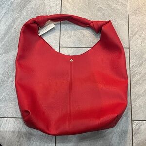 Anthropologie Red Leather Hobo Bag